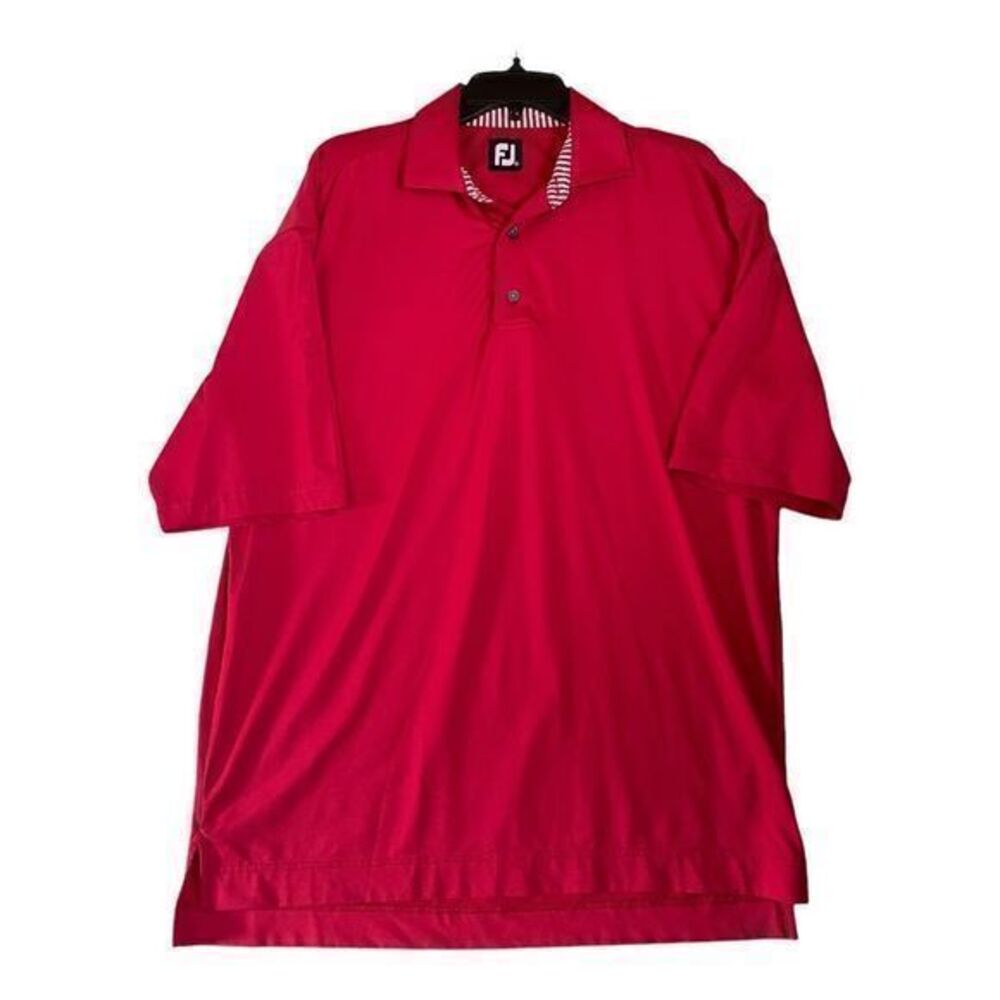 Footjoy Mens Red Polo Golf Short Sleeve Shirt Size Large Performance Athletic